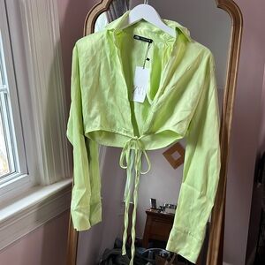 Zara Lime Satin Top